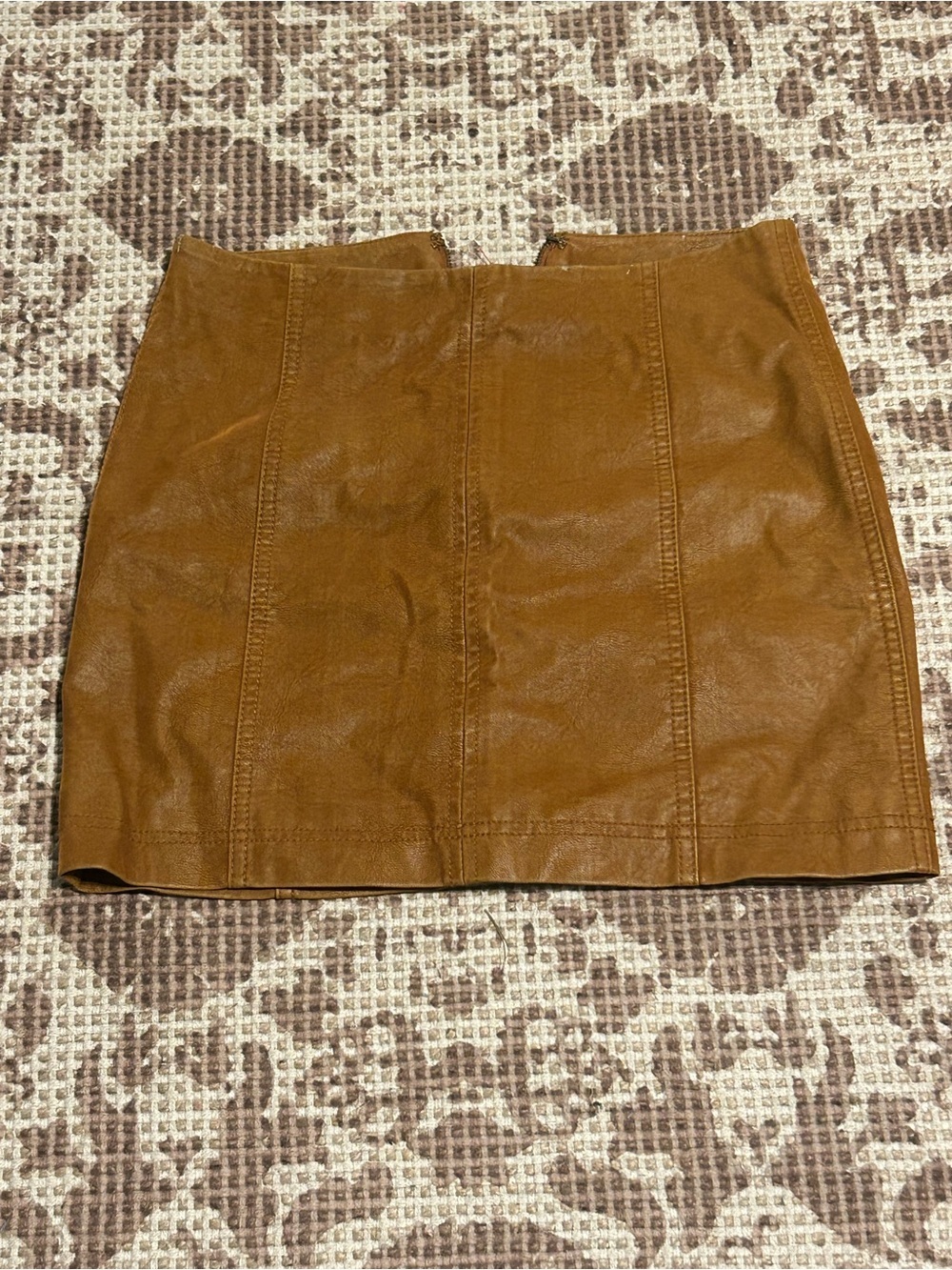 Free People Tan Faux Leather Mini Skirt